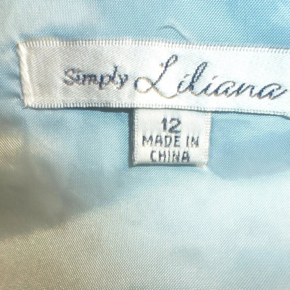 Easter Sale Simply Liliana Lace Dress Sz 12 Blue  Sleeveless Fit Flare Satin Tie - Picture 7 of 9